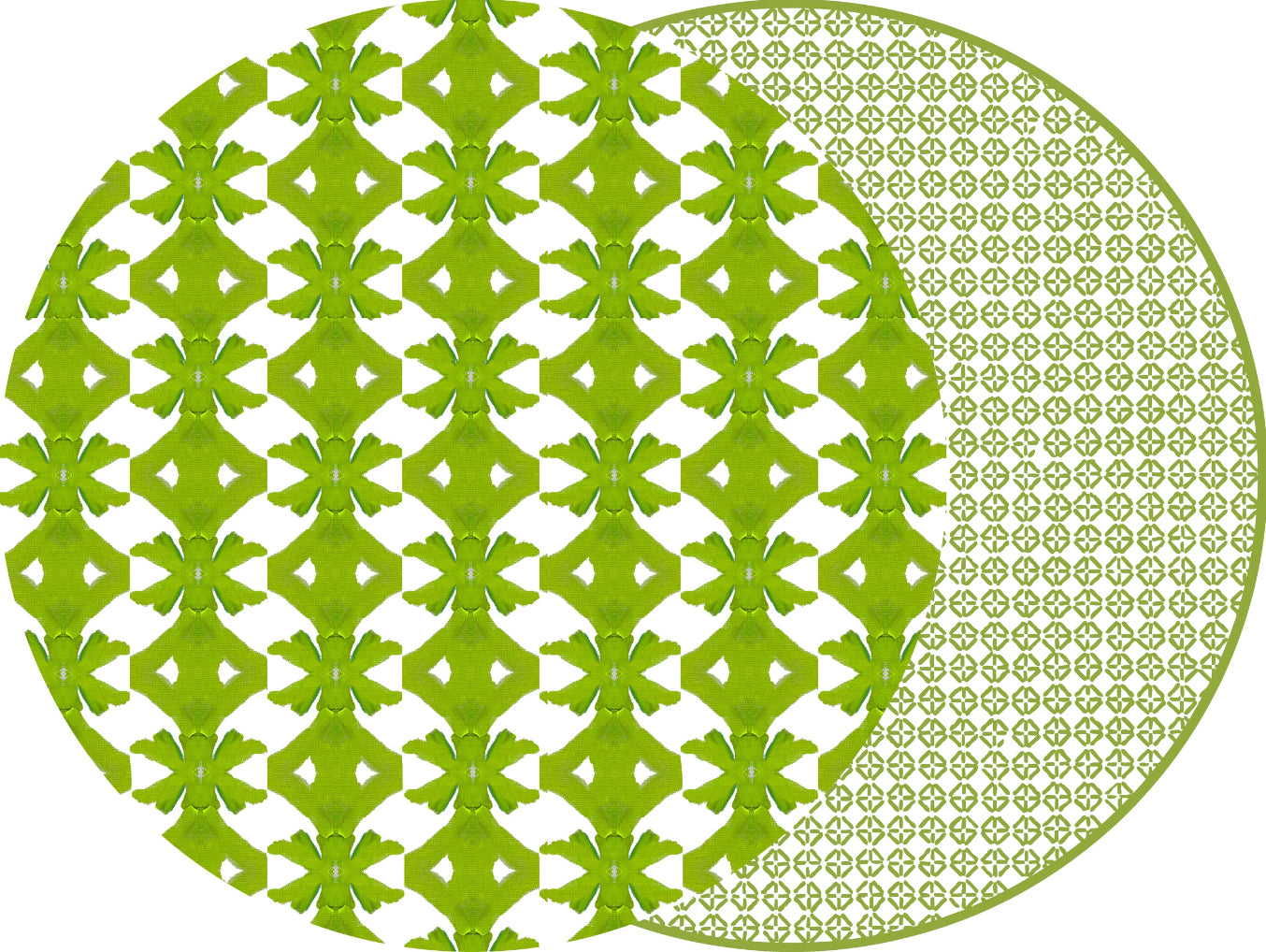 ROUND TWO SIDED PALM AND JAIPUR PLACEMAT ~GREEN