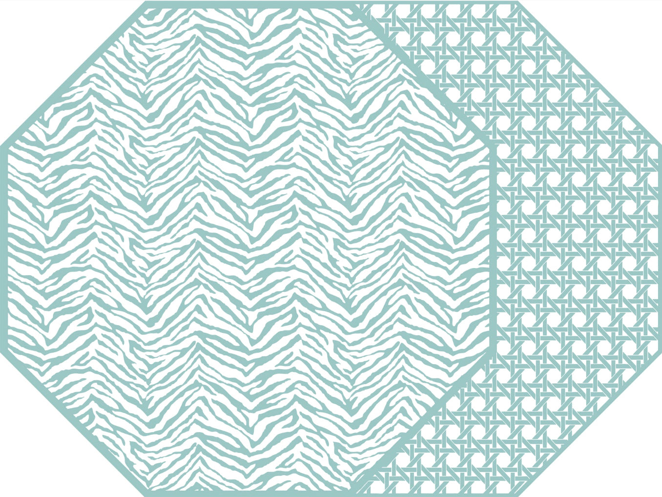 OCTAGONAL TWO SIDED ZEBRA PLACEMAT WITH CANE ~ SEA