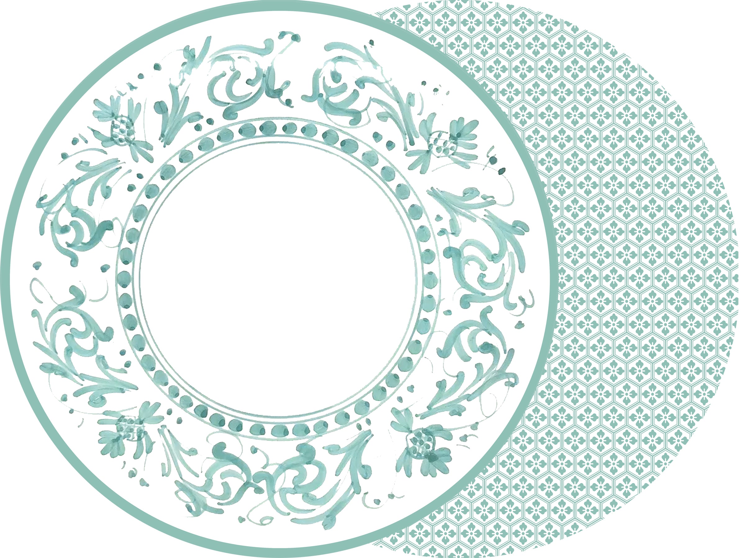 ROUND TWO SIDED FLORENTINE SEAFOAM