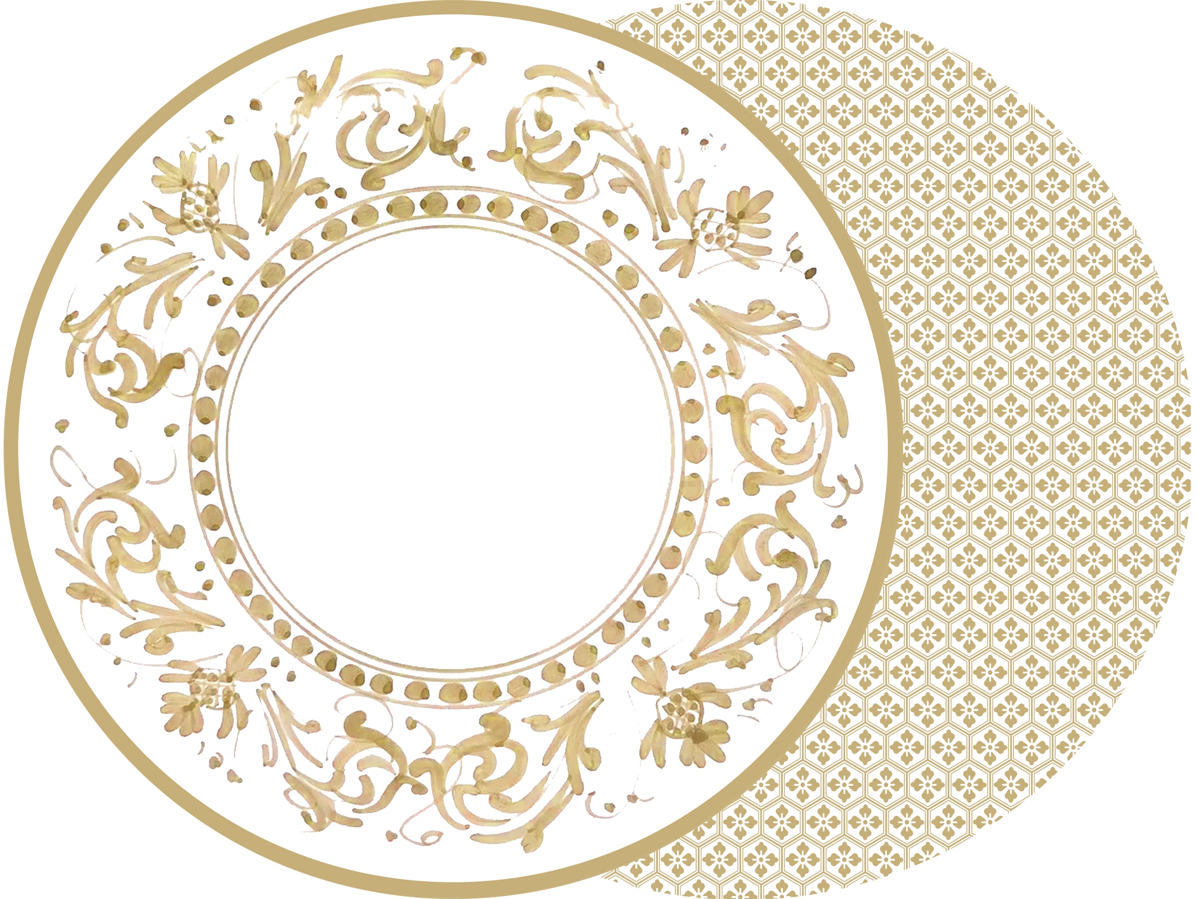 ROUND TWO SIDED FLORENTINE TAUPE PLACEMAT