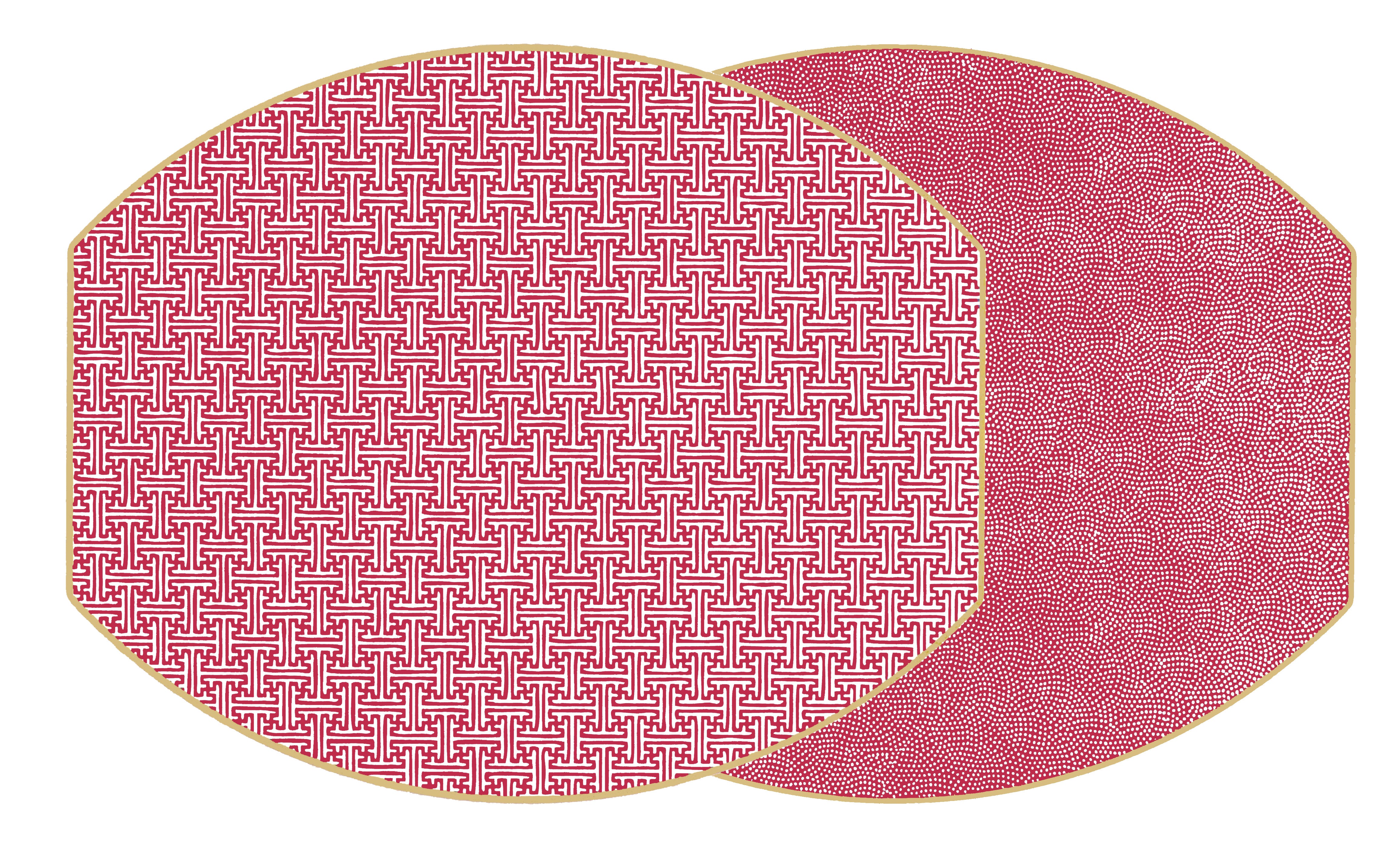 ELLIPSE TWO SIDED SAYAGATA AND DOT FAN PLACEMAT ~ SYRAH