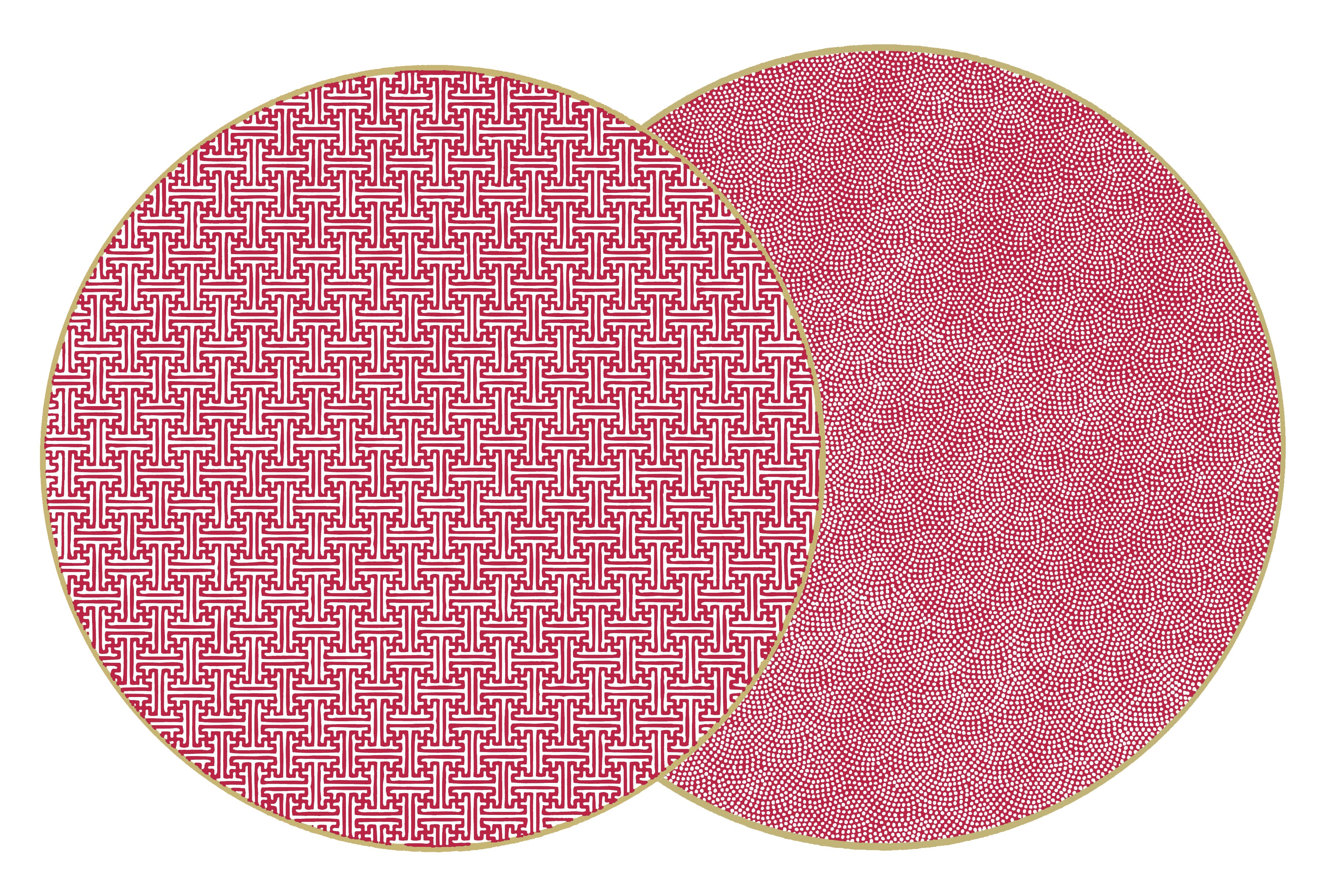 ROUND TWO SIDED SAYAGATA AND DOT FAN PLACEMAT ~ SYRAH