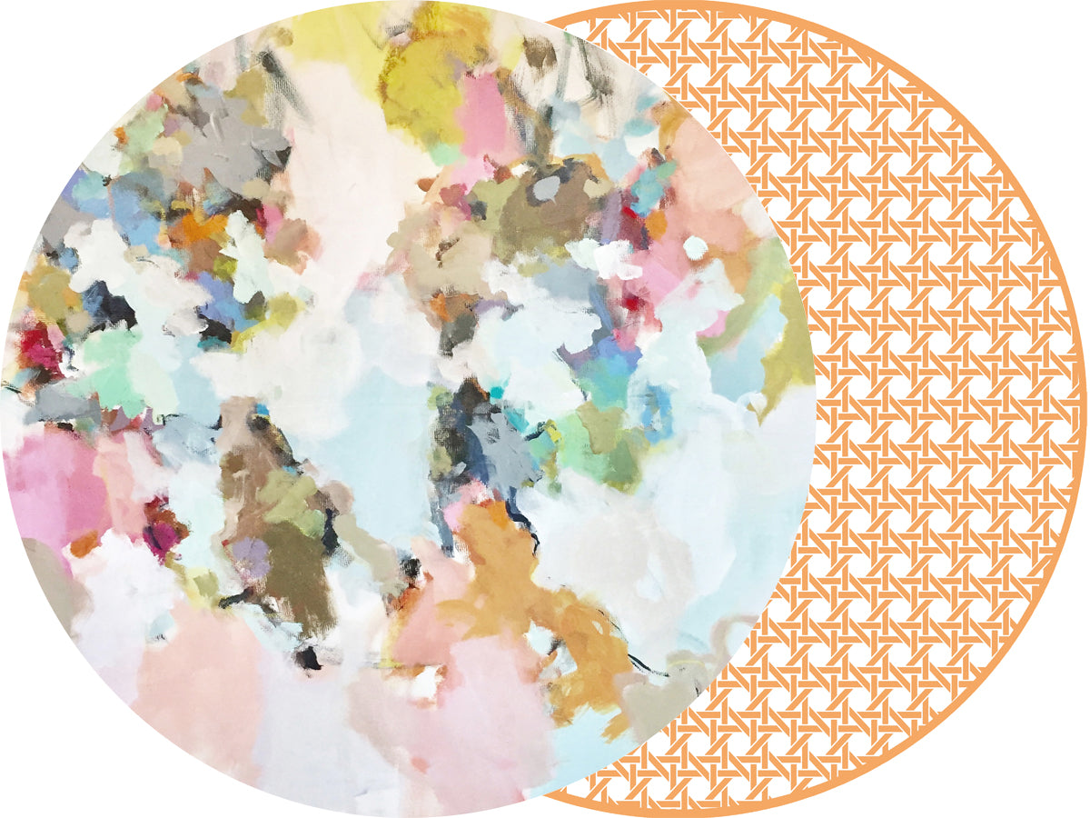 ROUND TWO SIDED LAURA PARK UNDER THE SEA AND HSH MELON CANE PLACEMAT