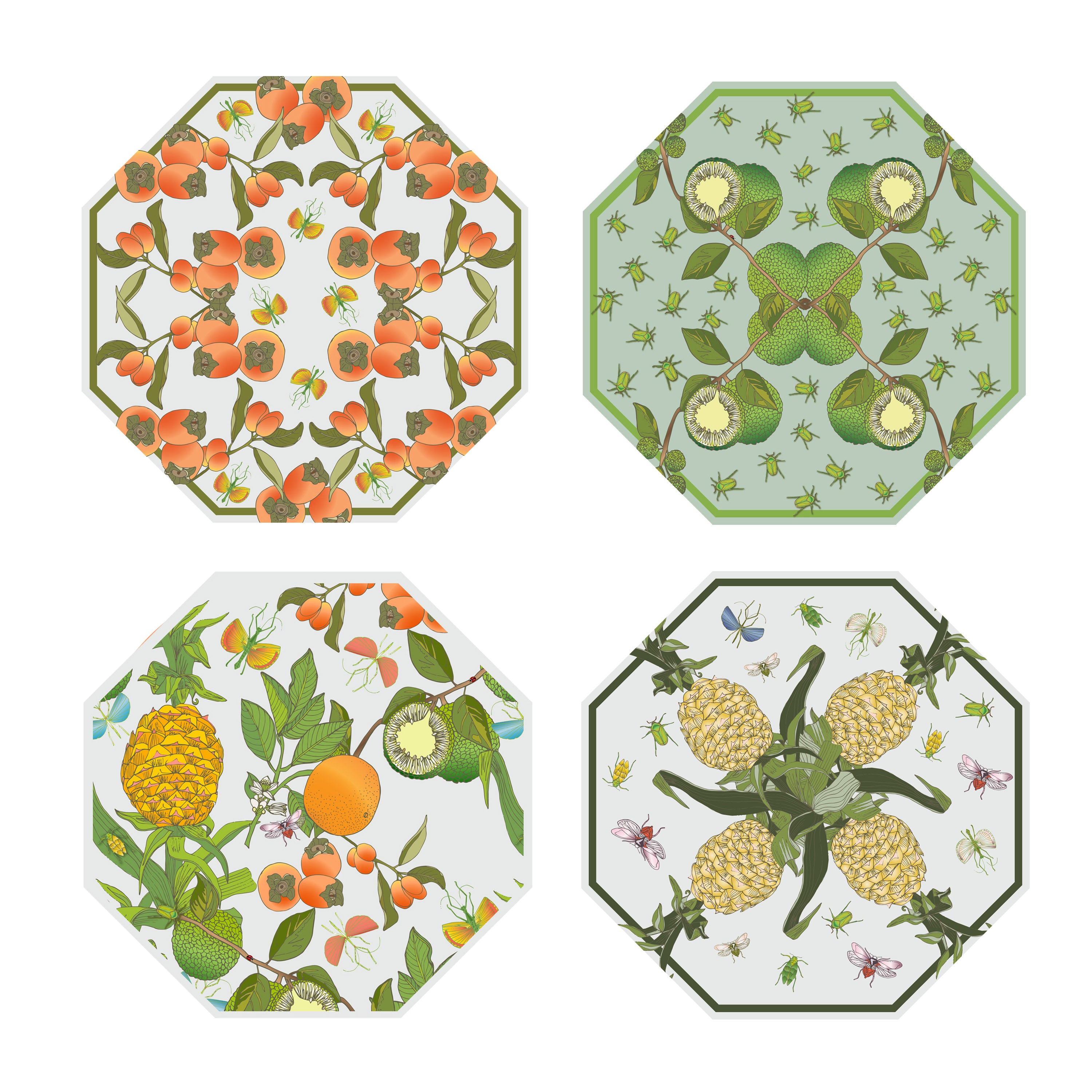 COASTER SET OF 4 ~ COTTON & QUILL MIXED BAG
