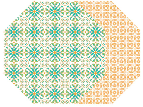 OCTAGONAL TWO SIDED PORTO GREEN/ORANGE WITH JAIPUR