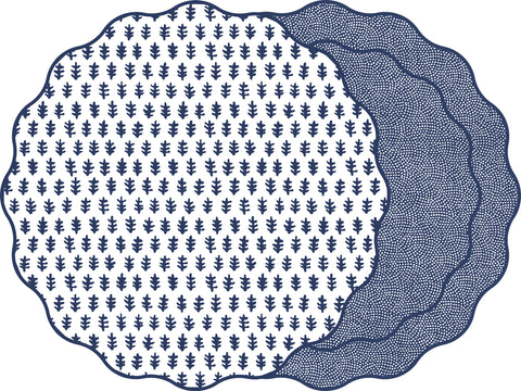 SCALLOP AGRA PLACEMAT ~ NAVY