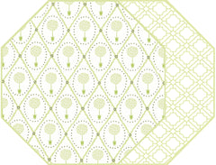 OCTAGONAL TWO SIDED PLACEMAT TOPIARY AND ASIAN CANE ~ WHITE