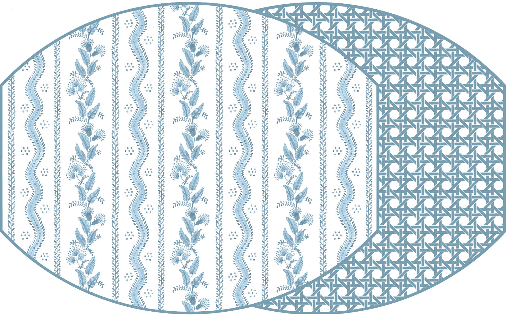 ELLIPSE TWO SIDED EMMA AND CANE PLACEMAT ~ MID BLUE