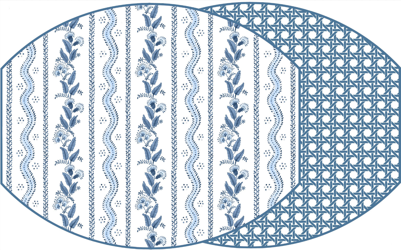 ELLIPSE TWO SIDED EMMA AND CANE PLACEMAT ~ CADET BLUE