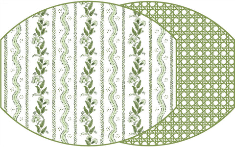 ELLIPSE TWO SIDED EMMA AND CANE PLACEMAT ~ SAXON GREEN