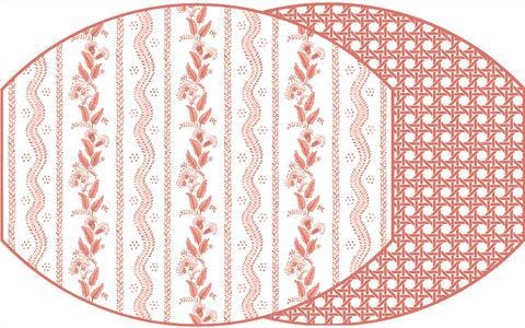 ELLIPSE TWO SIDED EMMA AND CANE PLACEMAT ~ TERRACOTTA
