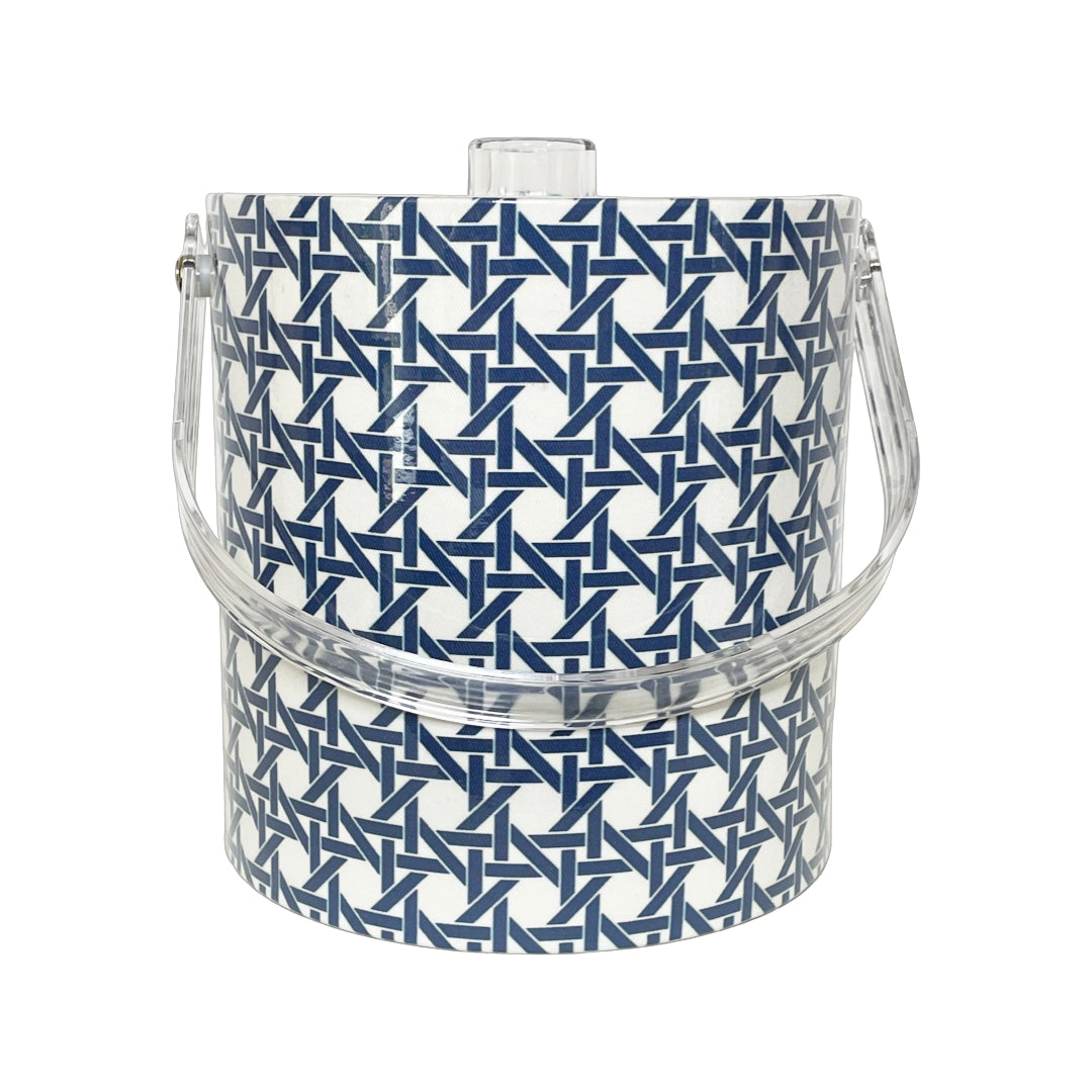 CANE NAVY ICE BUCKET WITH ACRYLIC HANDLE