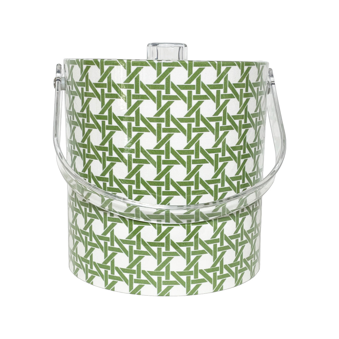 CANE SAXON GREEN ICE BUCKET WITH ACRYLIC HANDLE