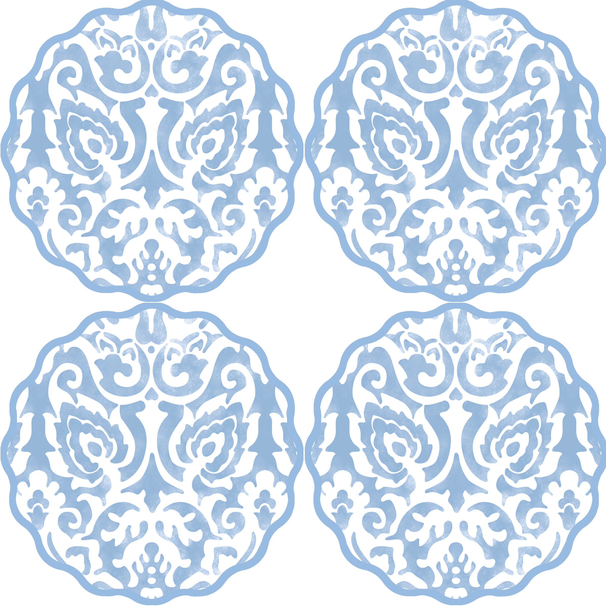 DAMASK SCALLOP COASTERS ~ 11 COLORS