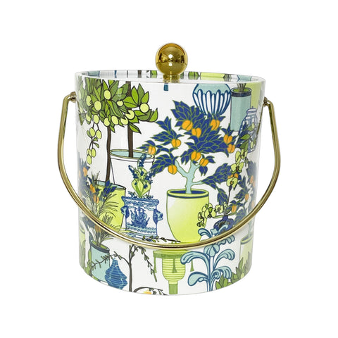COTTON AND QUILL GARDEN ICE BUCKET WITH GOLD HANDLE