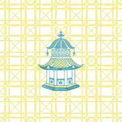 PAGODA MAHJONG AND GAME TABLECLOTH ~ BUTTER
