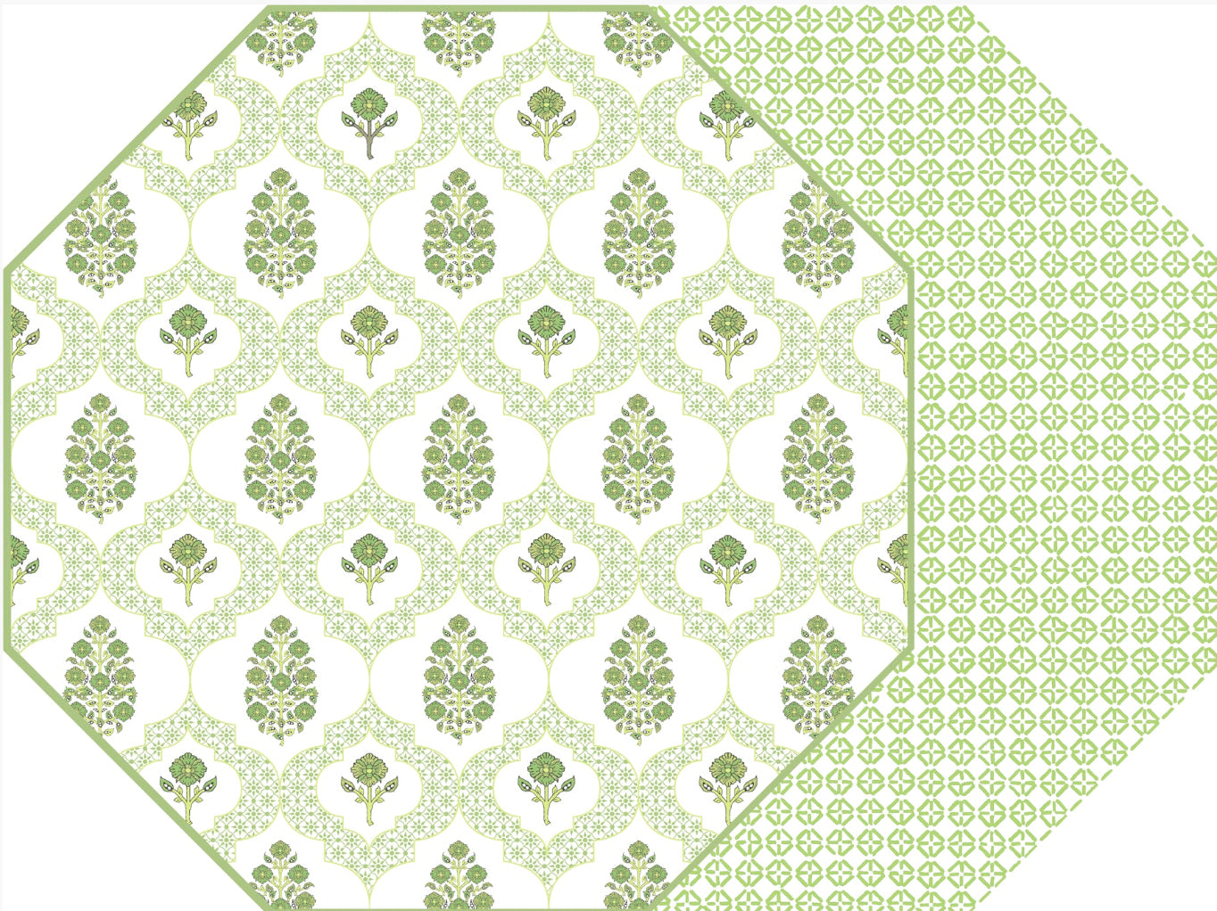 OCTAGONAL TWO SIDED INDIENNES PLACEMAT ~ LEMON/LIME
