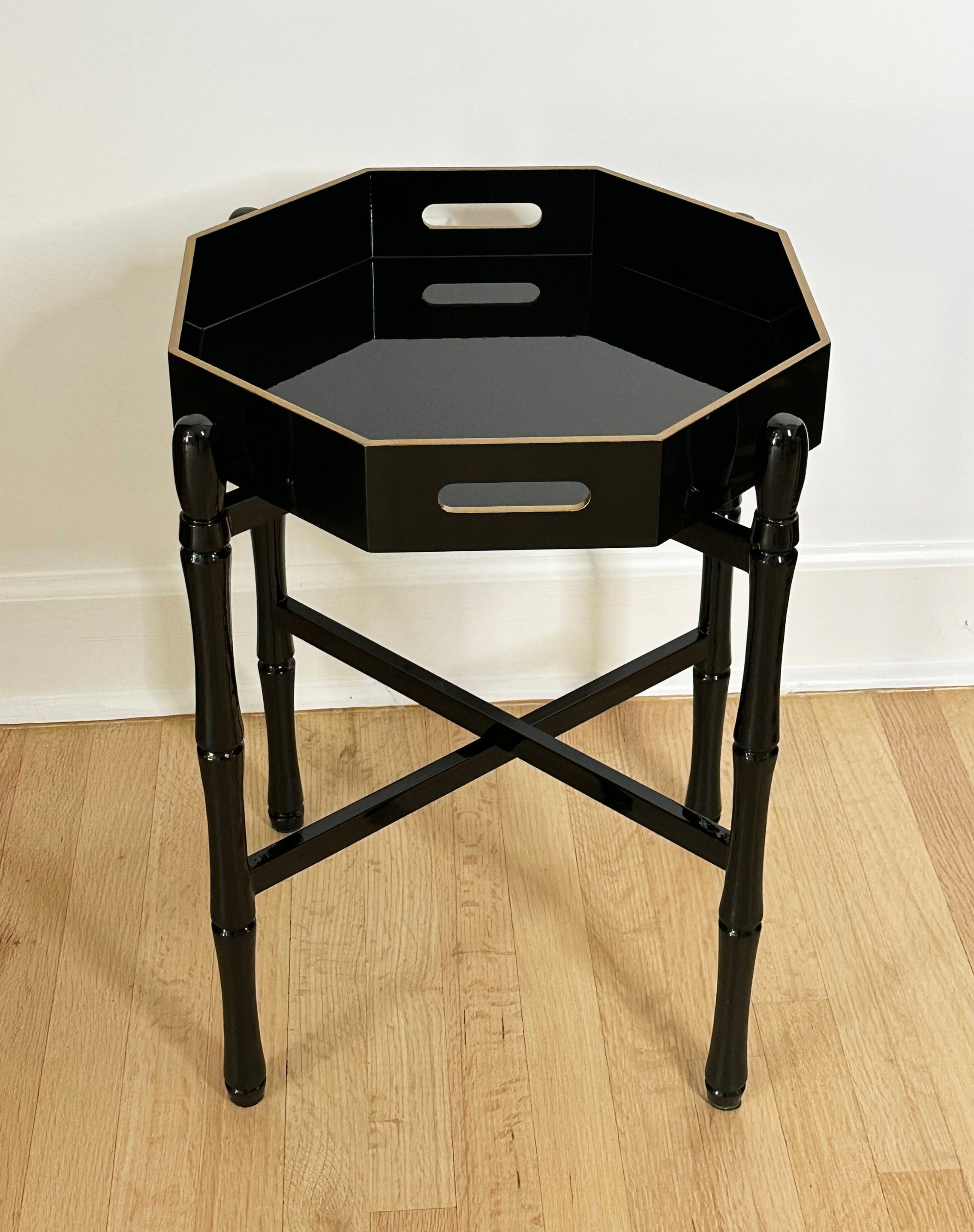 OCTAGONAL LAQUER TRAY BLACK