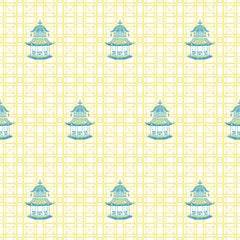 PAGODA MAHJONG AND GAME TABLECLOTH ~ BUTTER