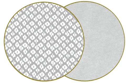 ROUND TWO SIDED PLACEMAT IKAT GRAY A