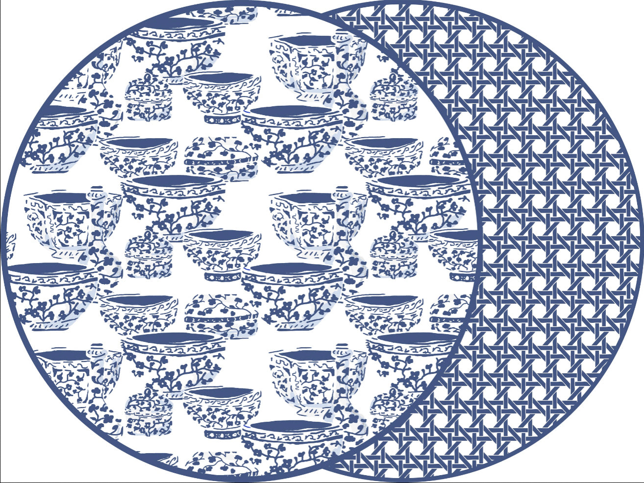 ROUND TWO SIDED PLACEMAT TEACUPS BY DANA GIBSON A