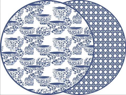 ROUND TWO SIDED PLACEMAT TEACUPS BY DANA GIBSON A