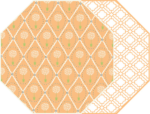 PREORDER ~ OCTAGONAL TWO SIDED PLACEMAT TOPIARY AND ASIAN CANE~ MELON