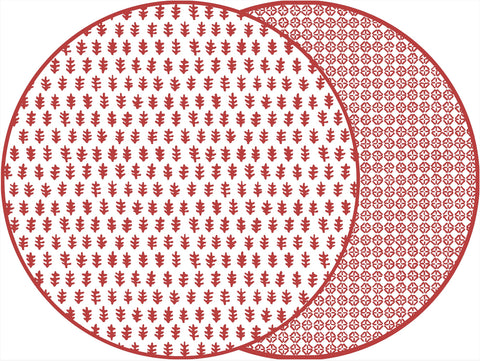 ROUND TWO SIDED AGRA AND JAIPUR PLACEMAT ~ SYRAH