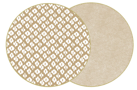 ROUND TWO SIDED IKAT AND DOT FAN PLACEMAT ~ LATTE