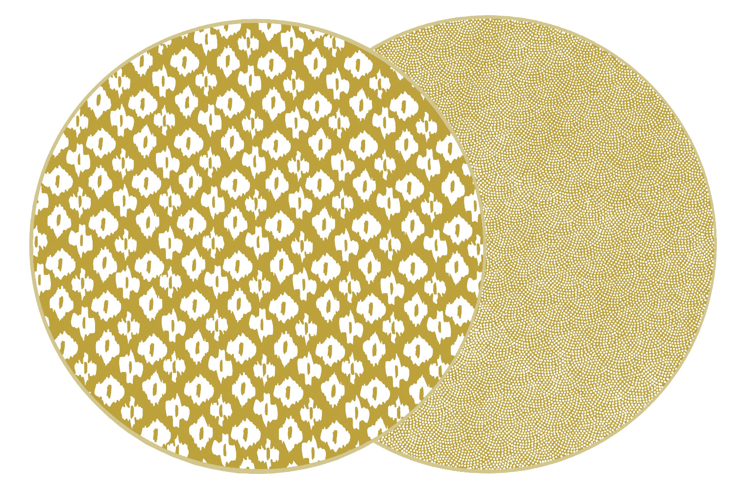 ROUND TWO SIDED IKAT AND DOT FAN PLACEMAT ~ SHIMMER