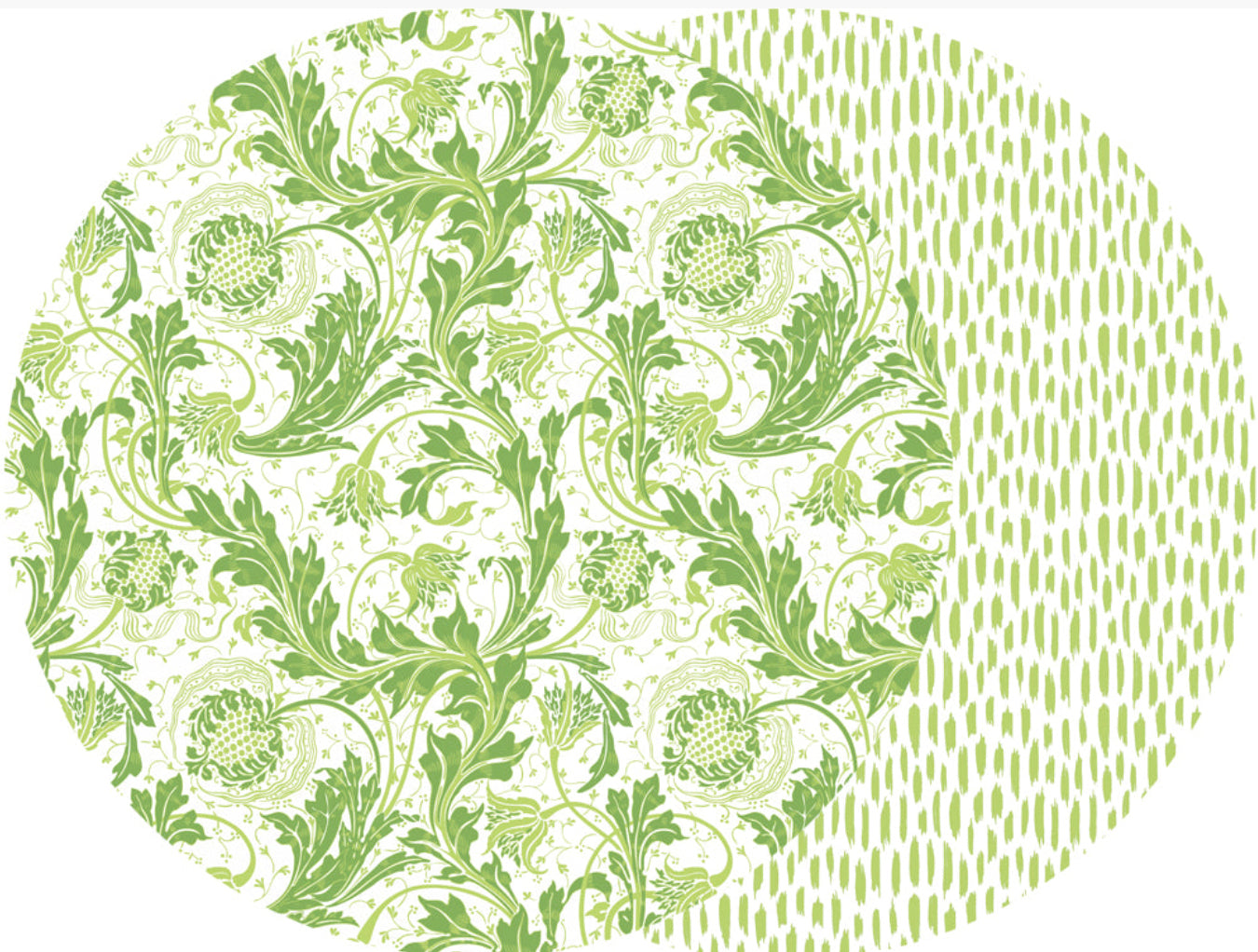 ROUND TWO SIDED POMEGRANATE AND JAIPUR PLACEMAT ~ LIME