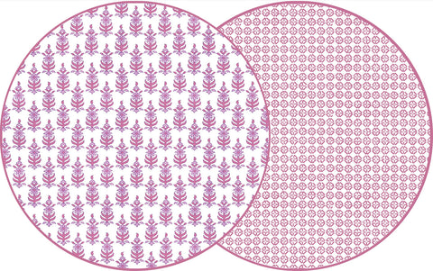 ROUND TWO SIDED RAJ AND JAIPUR PLACEMAT ~ ORCHID