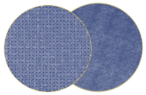 ROUND TWO SIDED SAYAGATA  AND DOT FAN PLACEMAT ~NAVY26