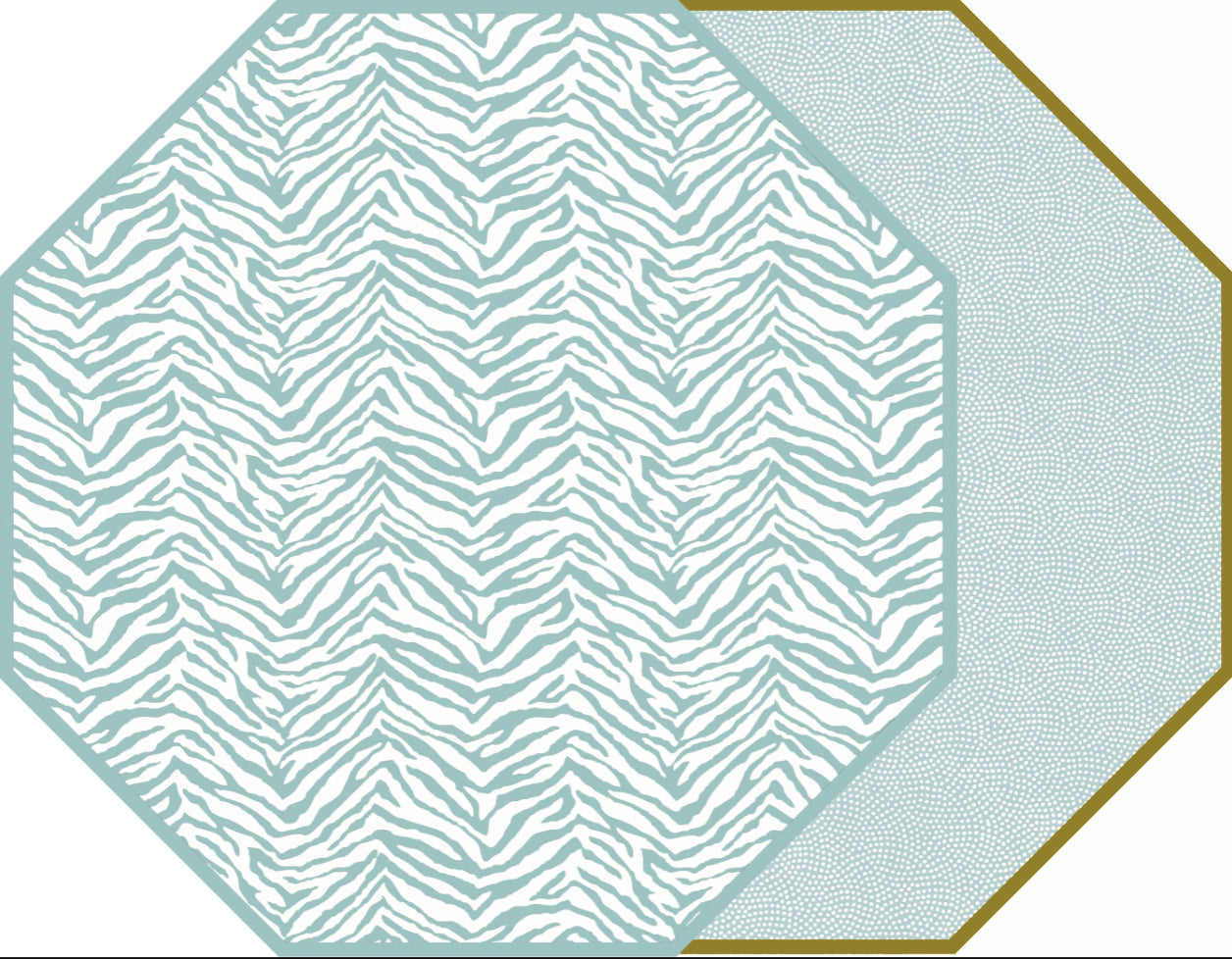 OCTAGONAL TWO SIDED PLACEMAT ZEBRA SEA WITH DOT FAN A