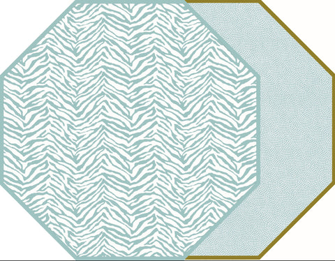 OCTAGONAL TWO SIDED PLACEMAT ZEBRA SEA WITH DOT FAN A
