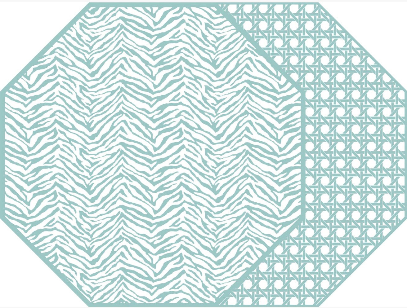 OCTAGONAL TWO SIDED PLACEMAT ZEBRA SEA WITH CANE A