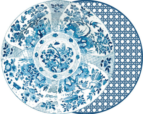 ROUND TWO SIDED BLUE CANTON AND HSH CADET BLUE CANE  PLACEMAT