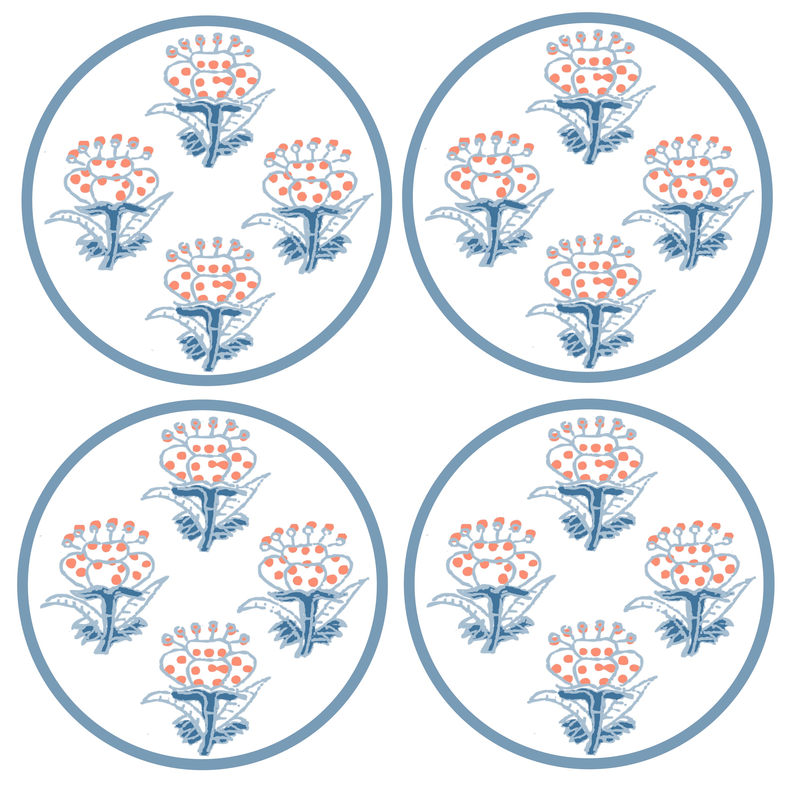 COASTER SET OF 4 ~ PETITE FLEUR ~ 4 COLORS