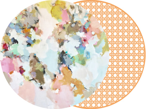 ROUND TWO SIDED LAURA PARK  UNDER THE SEA AND HSH MELON CANE PLACEMAT