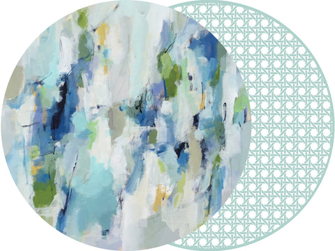 ROUND TWO SIDED  LAURA PARK WINTERGREEN AND HSH SEA CANE PLACEMAT