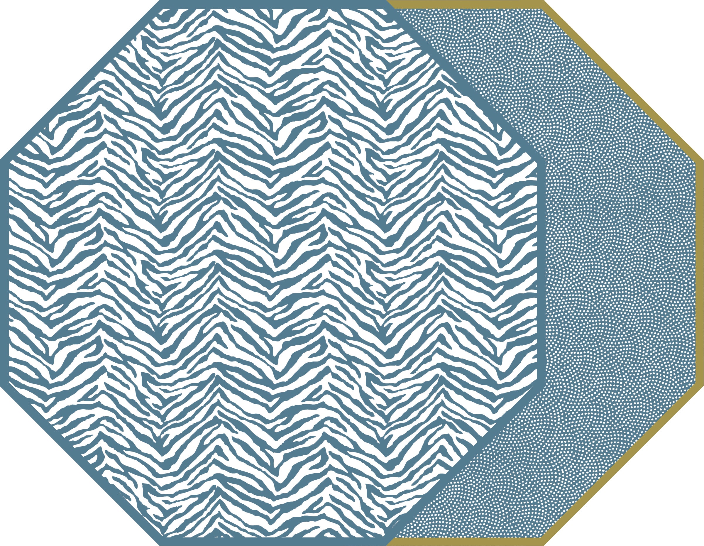 TWO SIDED ZEBRA AND DOT FAN OCTAGONAL PLACEMAT 15.25" X 15.25"