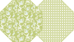 CHINOIS AND CANE TWO SIDED OCTAGONAL PLACEMAT