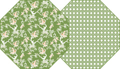 CHINOIS AND CANE TWO SIDED OCTAGONAL PLACEMAT