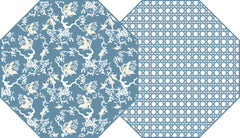 CHINOIS AND CANE TWO SIDED OCTAGONAL PLACEMAT