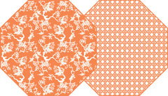 CHINOIS AND CANE TWO SIDED OCTAGONAL PLACEMAT