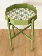 OCTAGONAL SAXON GREEN  LACQUER TRAY TABLE
