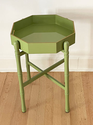 OCTAGONAL SAXON GREEN  LACQUER TRAY TABLE