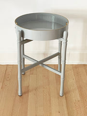 ROUND GRAY LACQUER TRAY TABLE