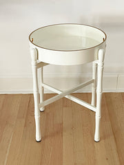 ROUND OFF WHITE LACQUER TRAY TABLE