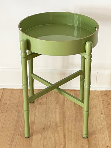 ROUND SAXON GREEN LACQUER TRAY TABLE